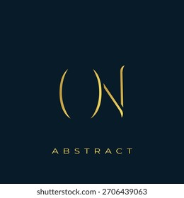 ON Abstractas diseño de logotipo dorado. Abstractas composición de símbolos de oro sobre un fondo azul marino oscuro