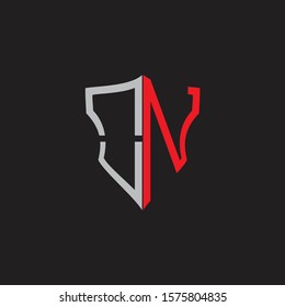 ON Abstract logo monogram with shield elements isolated on black background