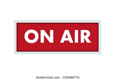 On air broadcast red studio icon. Media broadcasting warning sign. Template design for radio, television and streaming services. Vector illustration