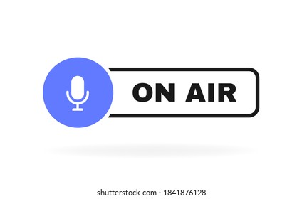 On air geometric badge with microphone emblem. Modern flat style vector illustration.