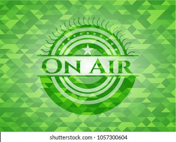 On Air green emblem with mosaic background
