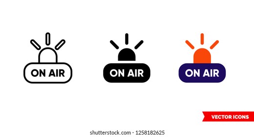On air icon of 3 types: color, black and white, outline. Isolated vector sign symbol.
