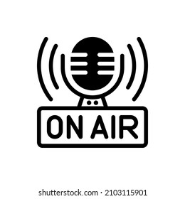 auf der Luft mit Mikrofon für Live-Streaming-Symbol-Illustration
