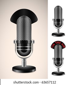 "On The Air" Microphone Set. Highly detailed vector illustration.