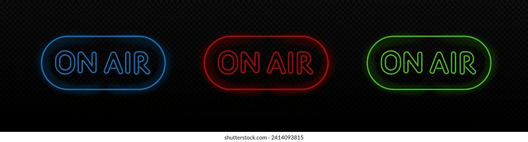 On air neon live show vector icon. Radio glowing laser lamp symbol