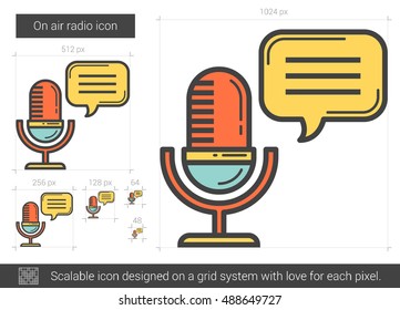On air radio vector line icon isolated on white background. On air radio line icon for infographic, website or app. Scalable icon designed on a grid system.