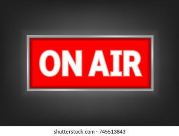 On air red button over black background. Vector illustration