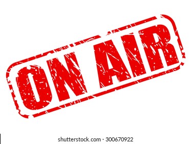 On air red stamp text on white
