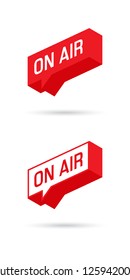 On Air sign, emblem, logo. Live stream symbol. Speech bubble. Vector illustration.