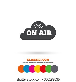 On air sign icon. Live stream symbol. Classic flat icon. Colored circles. Vector