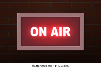 On air studio broadcast  light sign on wall