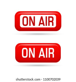 On Air Vector Sign. Live Stream Symbol. Illustrration On-air Sign, Broadcast Media Sound, Radio And Television Record.