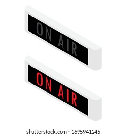 On air warning sign set isometric view isolated on white background vector