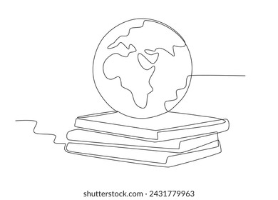 On April 23 it was held. World book day one-line drawing
