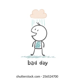 On A Bad Day Per Person Dripping Rain Illustration