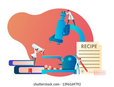 on the basis of the research, the doctor writes a prescription for medicines, vector illustration for web sites and landing pages