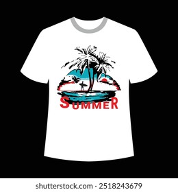 On the beach with palm trees in beautiful summer Design 