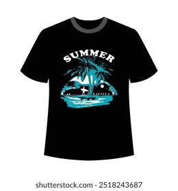 En la playa con palmeras en hermoso verano Diseño 