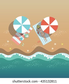 ON THE BEACH,  sea side and beach items, vector design