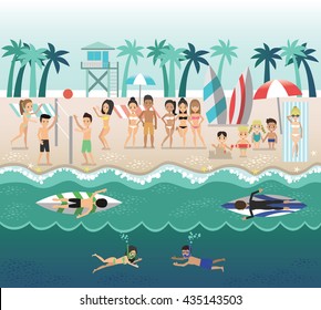 ON THE BEACH, sea side and beach items, vector design