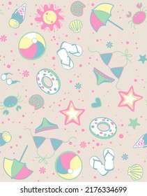 On the beach seamless repeat pattern