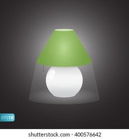 ON bedside green  lamp icon with shadow 