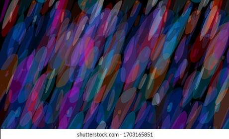 En un fondo negro, en un ángulo, se encuentran ovalos traslúcidos de color.
