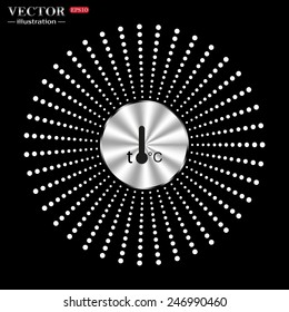 On a black background circle of metal. Toothbrush and Toothpaste , Thermometer , vector illustration, EPS 10
