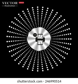 On a black background circle of metal. Toothbrush and Toothpaste , Printer with wi-fi connection , vector, EPS 10