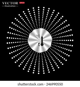 On a black background circle of metal. Toothbrush and Toothpaste , Thermometer , vector illustration, EPS 10