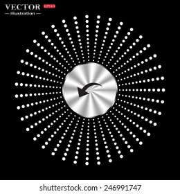 On a black background circle of metal. arrow indicates the direction, vector illustration, EPS 10
