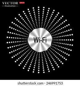 On a black background circle of metal. The wireless network , vector illustration, EPS 10
