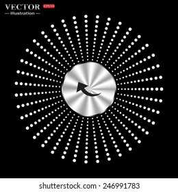 On a black background circle of metal. arrow indicates the direction, vector illustration, EPS 10
