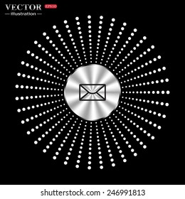 On a black background circle of metal. envelope lette , vector illustration, EPS 10