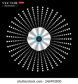 On a black background circle of metal. gas burner gas stove.