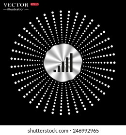On a black background circle of metal. signal strength indicator, vector illustration, EPS 10