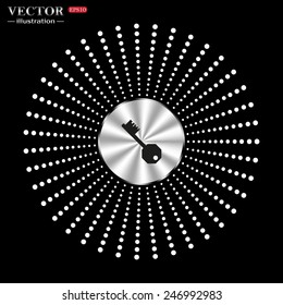 On a black background circle of metal.  key, vector illustration, EPS 10