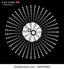 On a black background circle of metal. Cog Settings , vector illustration, EPS 10