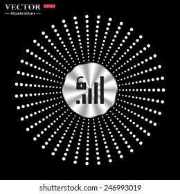 On a black background circle of metal. signal strength indicator, open access , vector illustration, EPS 10