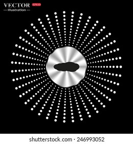 On a black background circle of metal. cloud, vector illustration, EPS 10