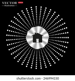 On a black background circle of metal. Home, vector illustration, EPS 10
