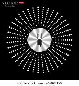 On a black background circle of metal. Case for phone , vector illustration, EPS 10