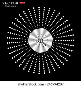 On a black background circle of metal. Search wi-fi network , vector illustration, EPS 10
