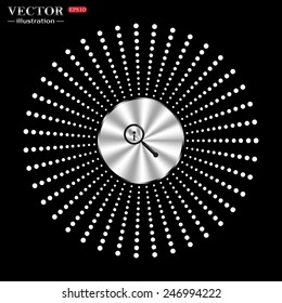 On a black background circle of metal. Search wi-fi network , vector illustration, EPS 10