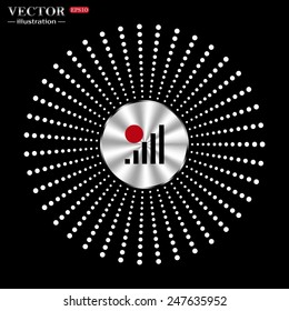 On a black background circle of metal. no signal