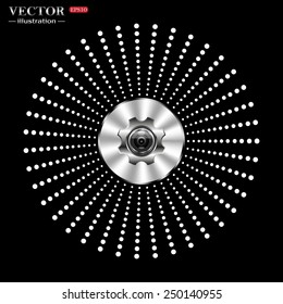 On a black background circle of metal. camera Settings, vector illustration, EPS 10