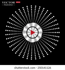 On a black background circle of metal. play, vector, EPS 10