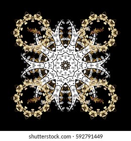 on black background with golden elements. Traditional orient ornament. Classic vintage background. Vector illustration. Classic vector golden pattern.