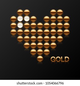 On a black background, the heart is invested with expensive stones and gold. Vector illustration