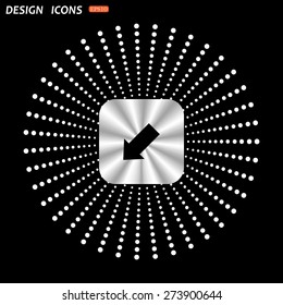 On a black background metallic square with rounded corners. arrow indicates the direction. icon. vector design